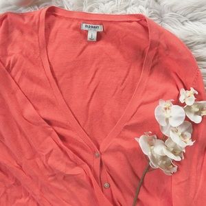 Coral Button-Up Cardigan